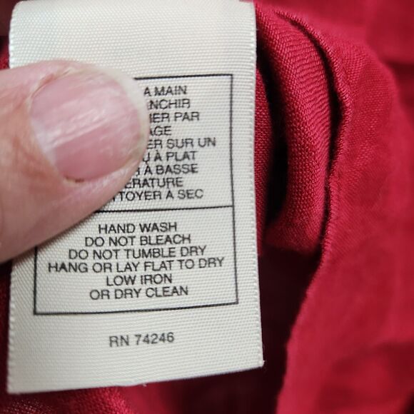 Max Studio Special Edition Long Sleeve Linen Top Size Large Red Distressed - Picture 6 of 13